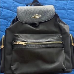 Coach Black Backpack with Gold Accents